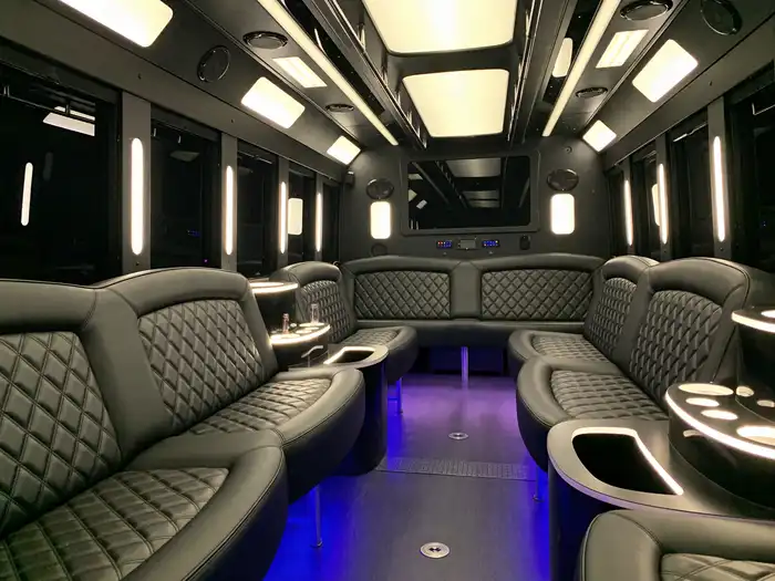 18 passenger party bus inside