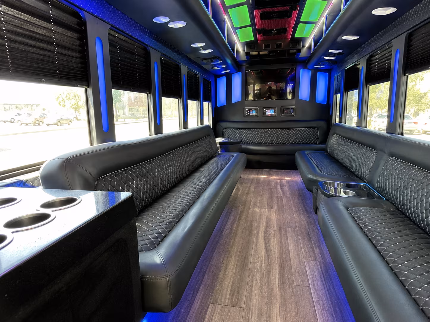 arvada 15 passenger party bus inside