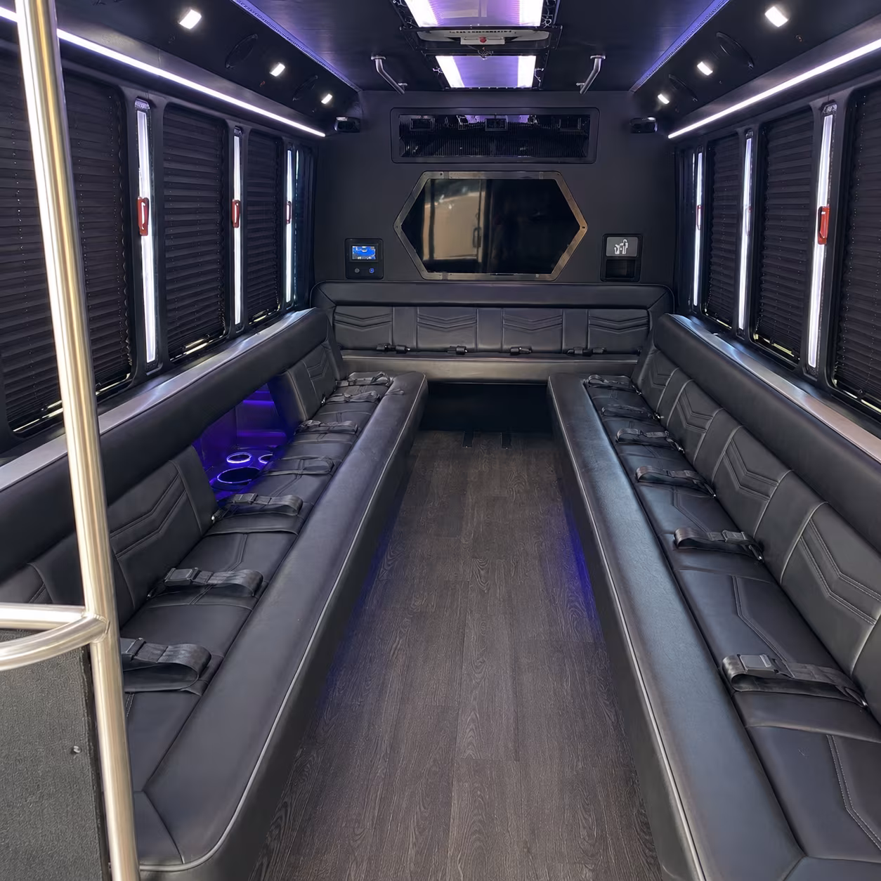 arvada 18 passenger party bus interior