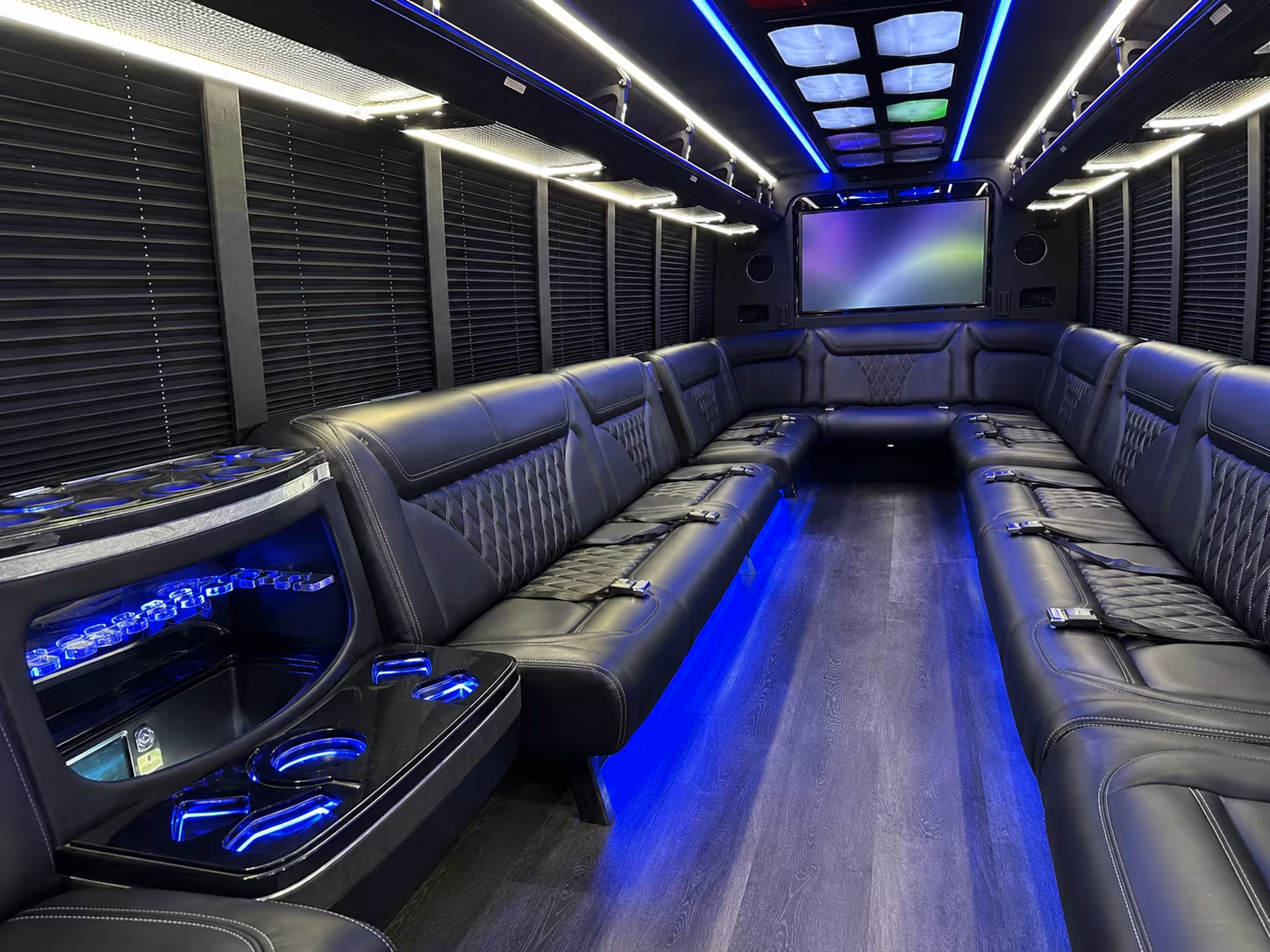 arvada 20 passenger party bus inside