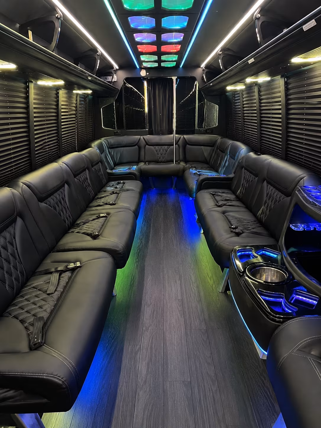 arvada 20 passenger party bus interior